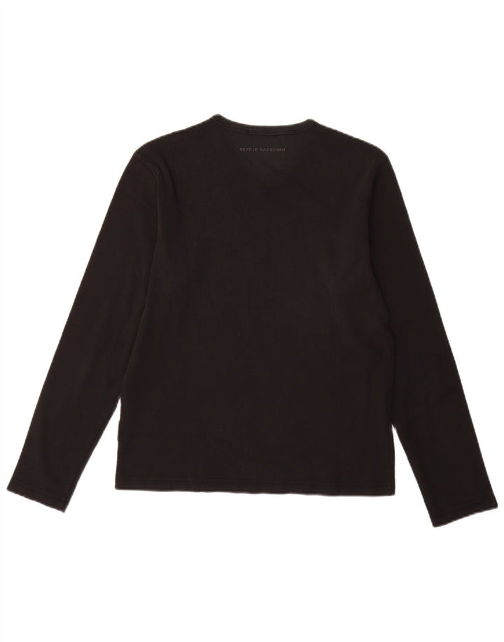 SERGIO TACCHINI Womens Top Long Sleeve UK 12 Medium Black Cotton