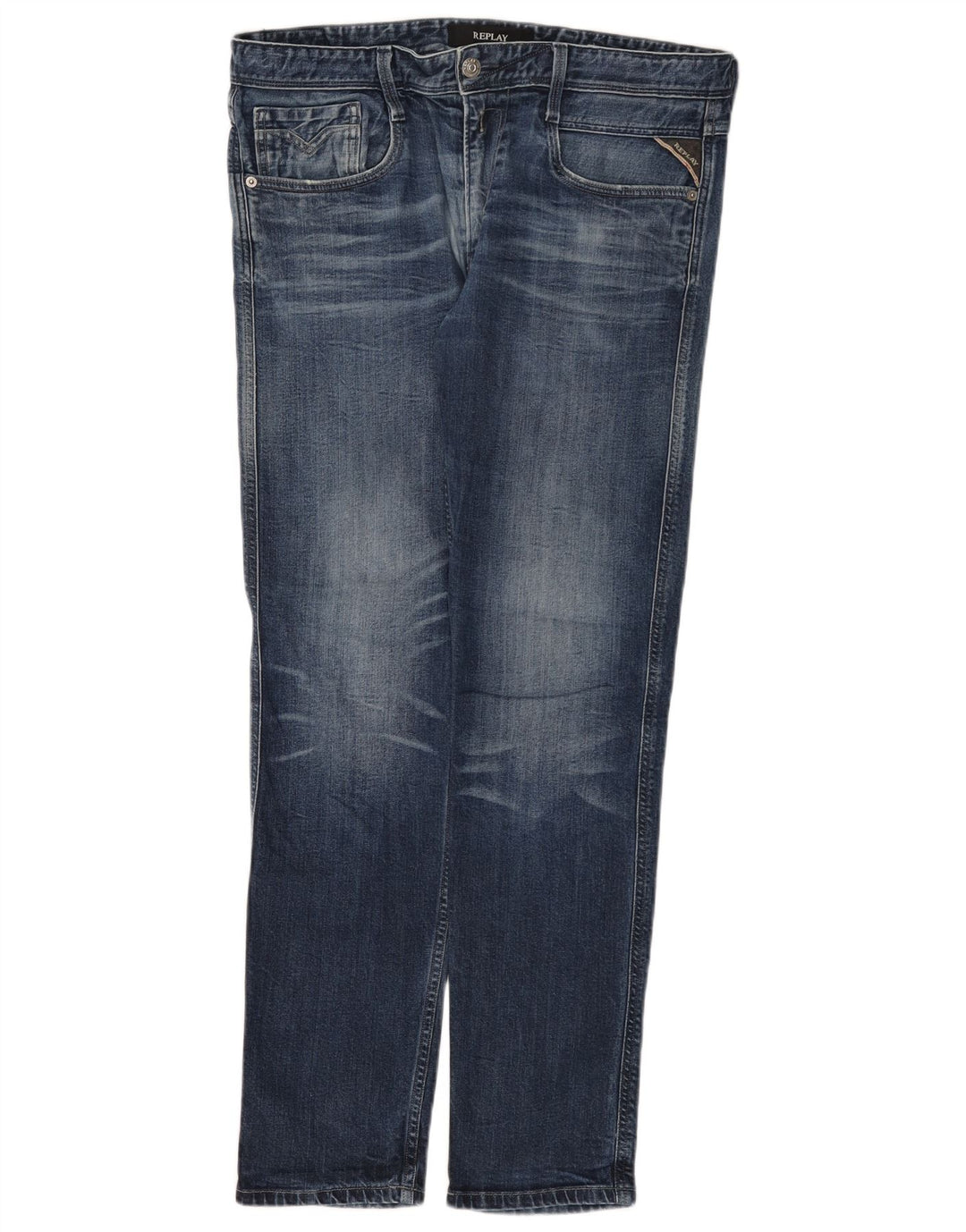Replay Womens Slim Jeans W34 L32 Blue Cotton