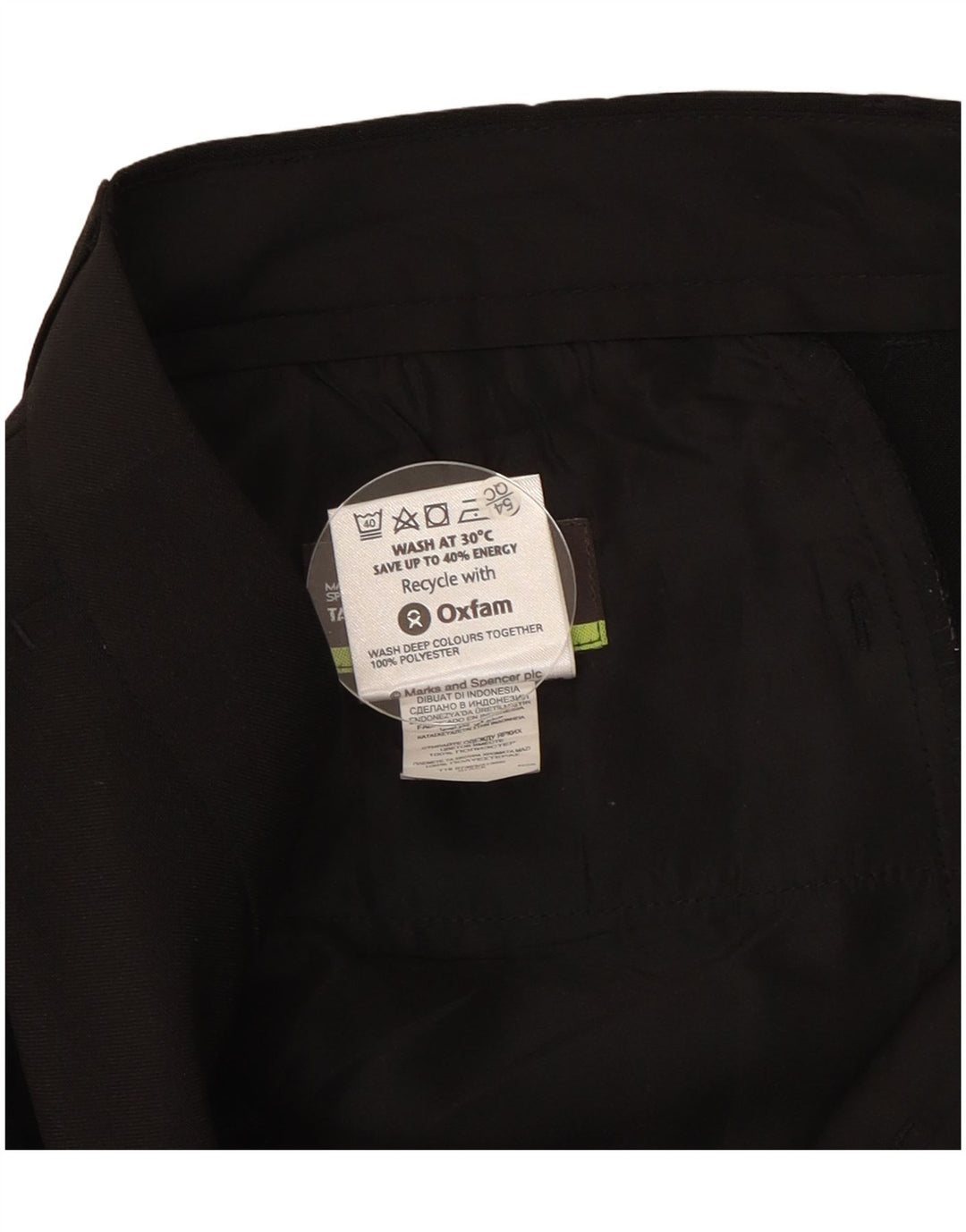 Marks & Spencer Mens Straight Chino Trousers W36 L29 Black Polyester