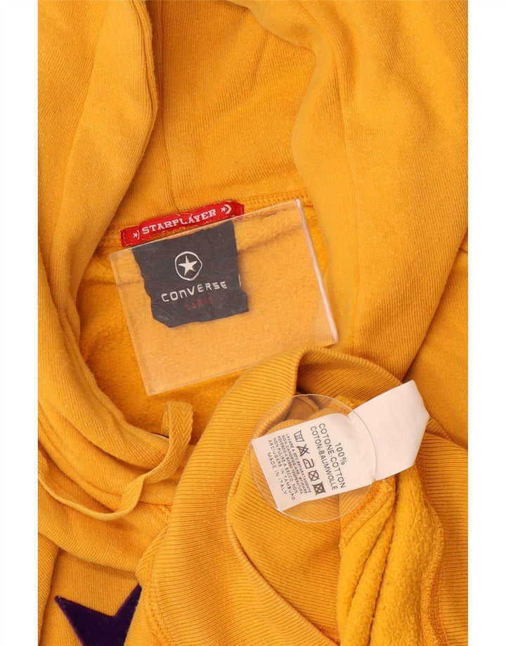 Converse Mens Graphic Hoodie Jumper Large Yellow Cotton