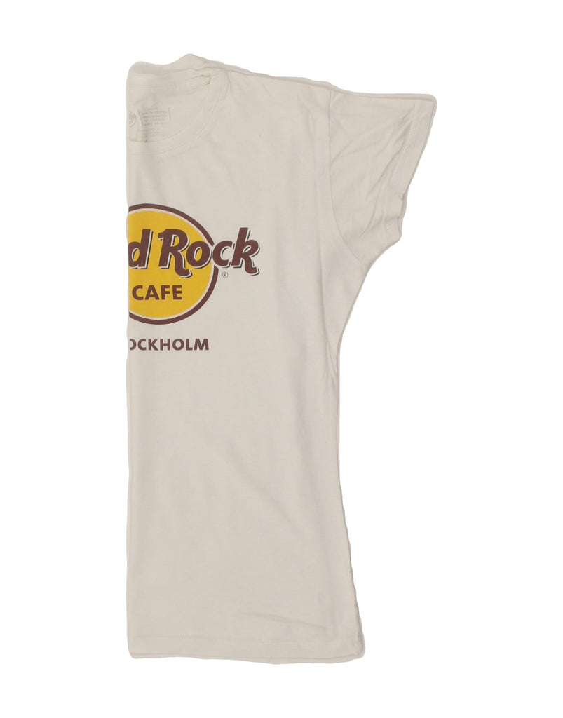 HARD ROCK CAFE Womens Stockholm Graphic T-Shirt Top UK 10 Small White | Vintage Hard Rock Cafe | Thrift | Second-Hand Hard Rock Cafe | Used Clothing | Messina Hembry 