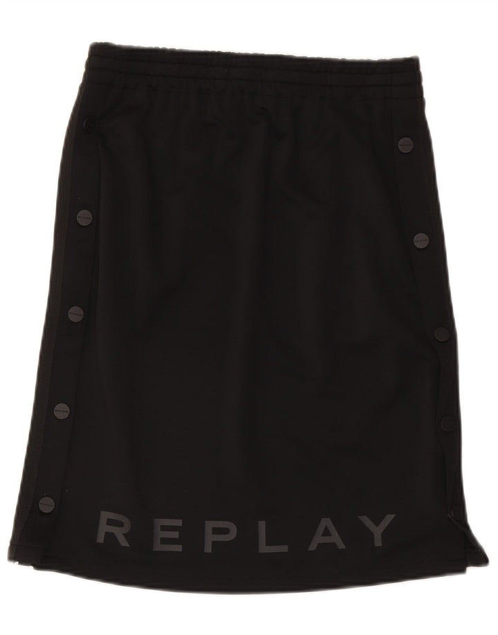 Replay Womens Graphic Skirt Small W27 Black Polyester Sports