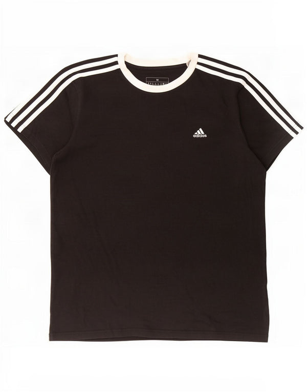 Adidas Womens T-Shirt Top UK 12/14 Medium Black Cotton