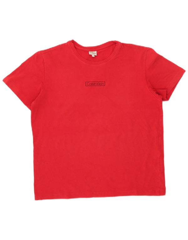 Calvin Klein Jeans Womens Graphic T-Shirt Top UK 18 XL Red