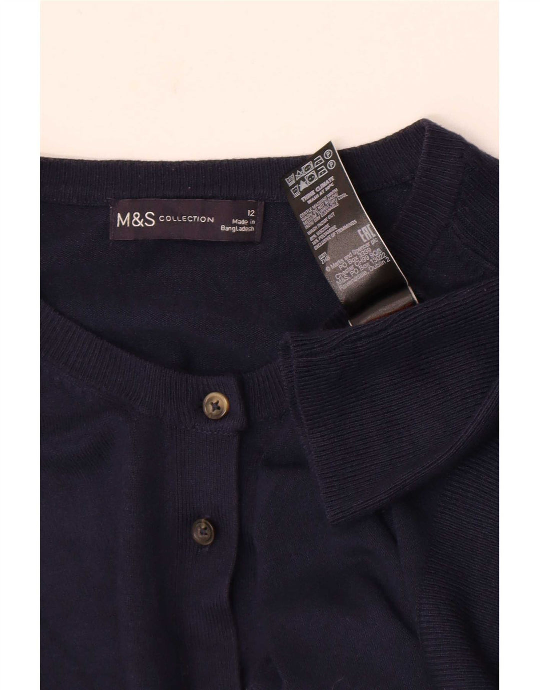 Marks & Spencer Womens Cardigan Sweater UK 12 Medium  Navy Blue Viscose