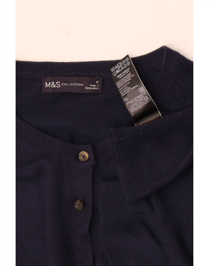 Marks & Spencer Womens Cardigan Sweater UK 12 Medium  Navy Blue Viscose