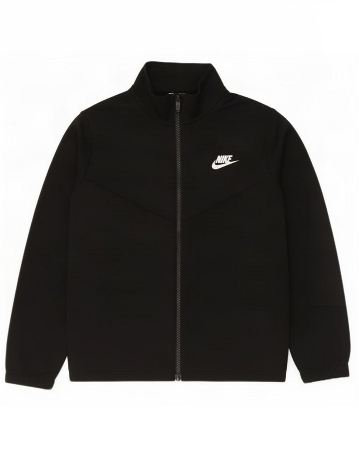 Nike Boys Graphic Tracksuit Top Jacket 12-13 Years Large Black Polyester