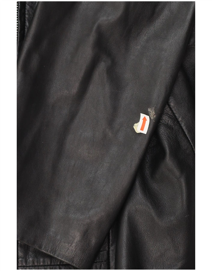 GERRY WEBER Womens Leather Coat UK 16 Large Black Leather