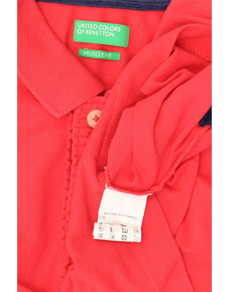 BENETTON Mens Muscle Polo Shirt Large Red Cotton Vintage Benetton and Second-Hand Benetton from Messina Hembry 