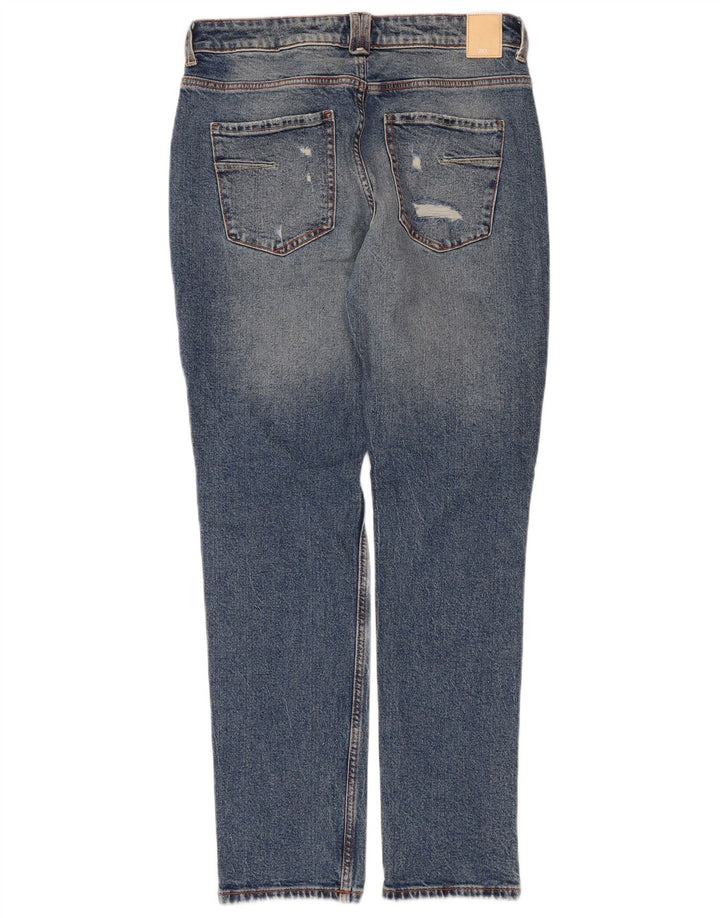 Zara Womens Distressed Straight Jeans EU 38 Small W30 L28 Blue Cotton