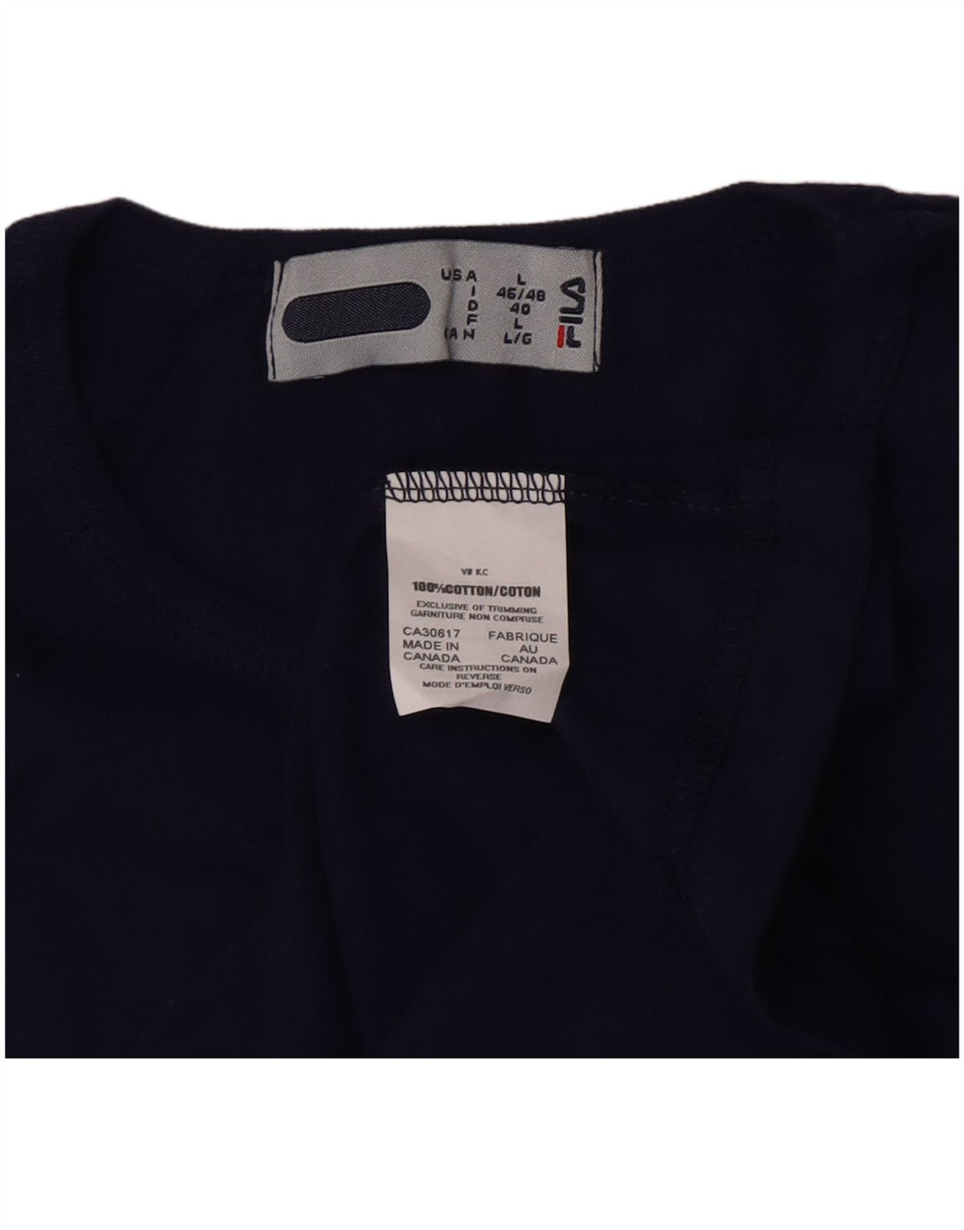 Fila Womens T-Shirt Top IT 46/48 Large Navy Blue Cotton