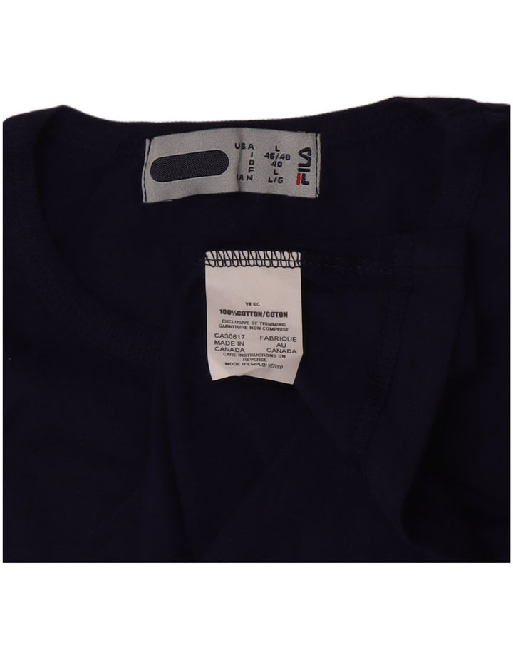 Fila Womens T-Shirt Top IT 46/48 Large Navy Blue Cotton