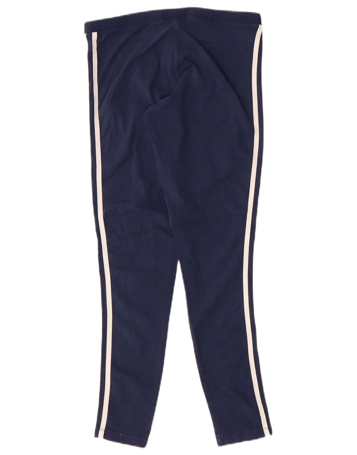 Adidas Womens Leggings UK 12 Medium Navy Blue Cotton