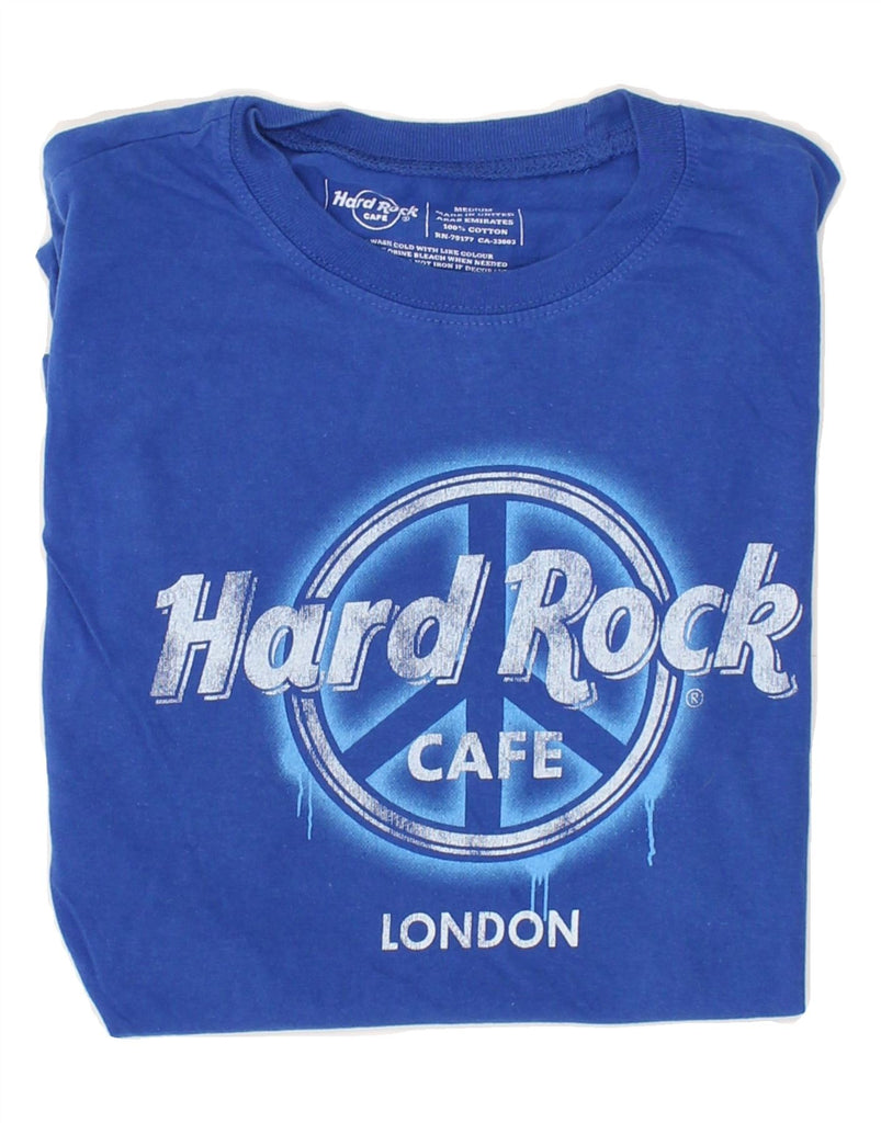 HARD ROCK CAFE Womens London Graphic T-Shirt Top UK 12 Medium Blue Cotton | Vintage Hard Rock Cafe | Thrift | Second-Hand Hard Rock Cafe | Used Clothing | Messina Hembry 