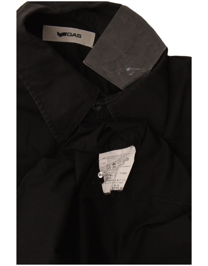 Gas Mens Shirt Medium Black Cotton