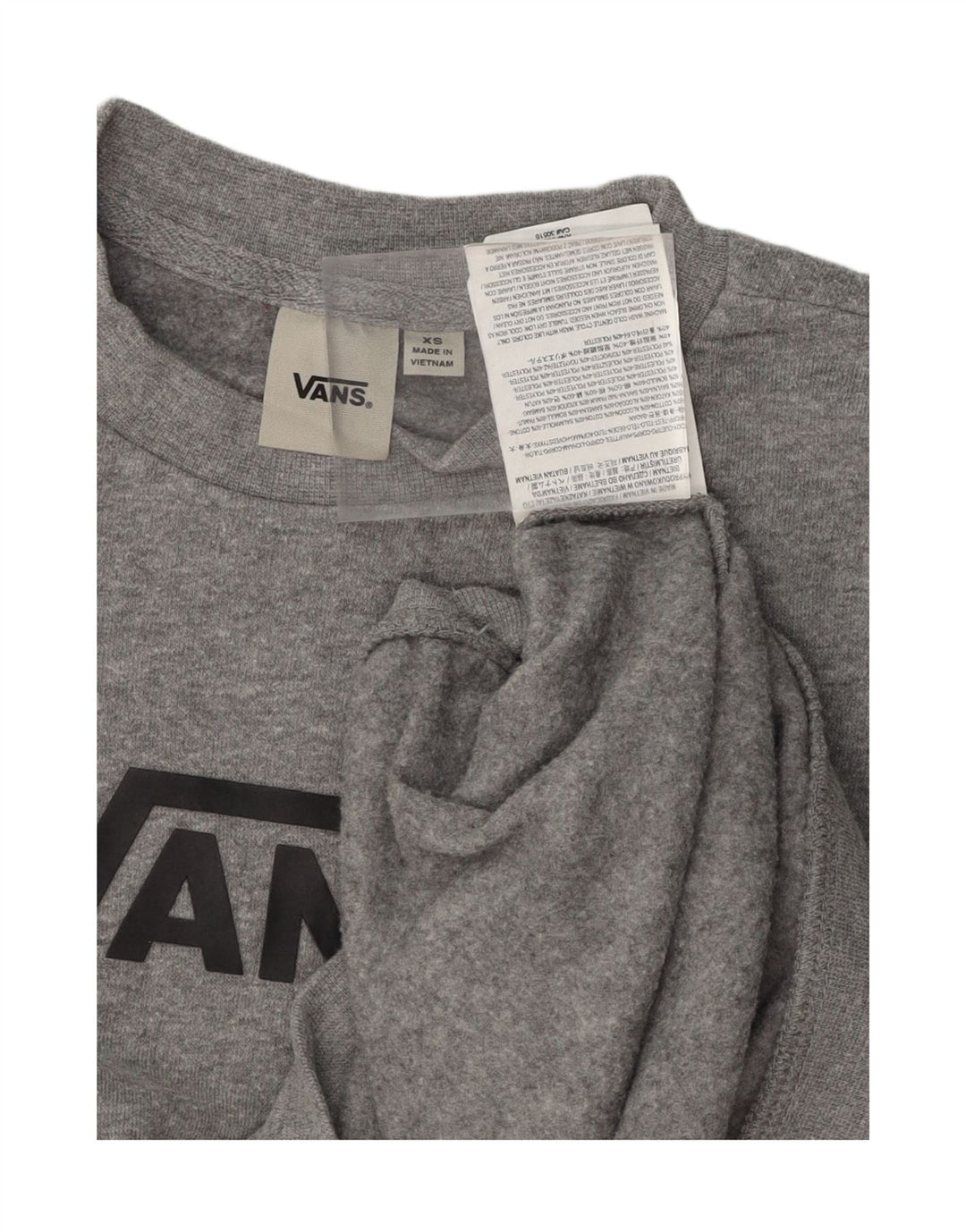 VANS Womens Graphic Oversized Sweatshirt Jumper UK 6 XS Grey Cotton Vintage Vans and Second-Hand Vans from Messina Hembry 