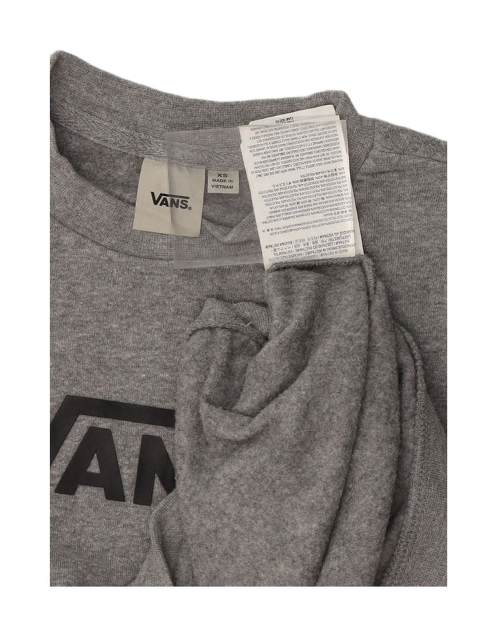 VANS Womens Graphic Oversized Sweatshirt Jumper UK 6 XS Grey Cotton Vintage Vans and Second-Hand Vans from Messina Hembry 