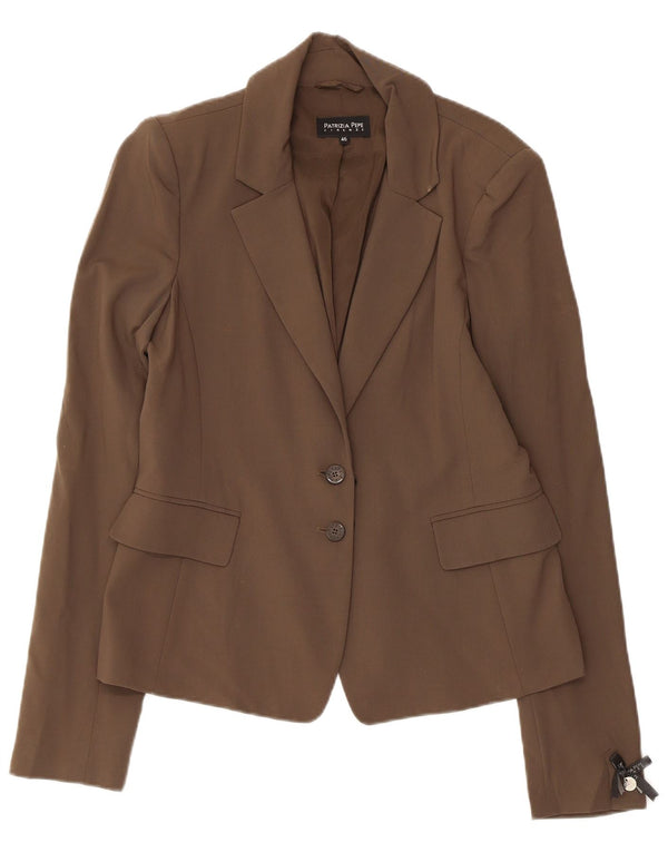 PATRIZIA PEPE Womens 2 Button Blazer Jacket IT 46 Large Brown Virgin Wool