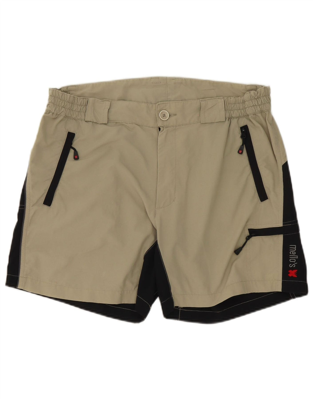 Mello's Mens Cargo Shorts W32 Medium Beige Colourblock Polyamide