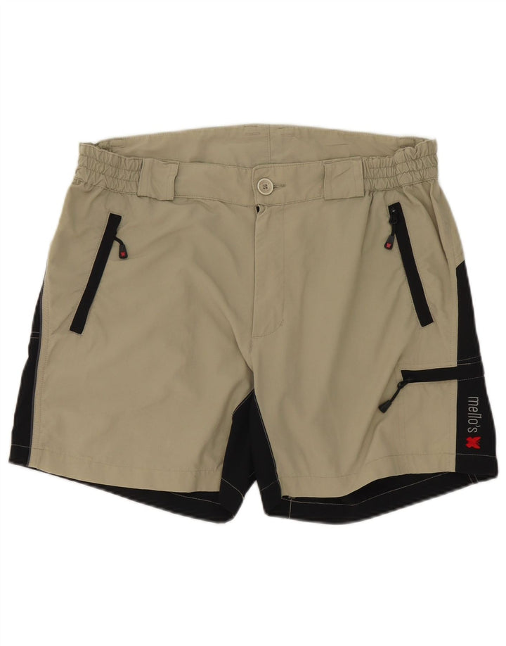 Mello's Mens Cargo Shorts W32 Medium Beige Colourblock Polyamide