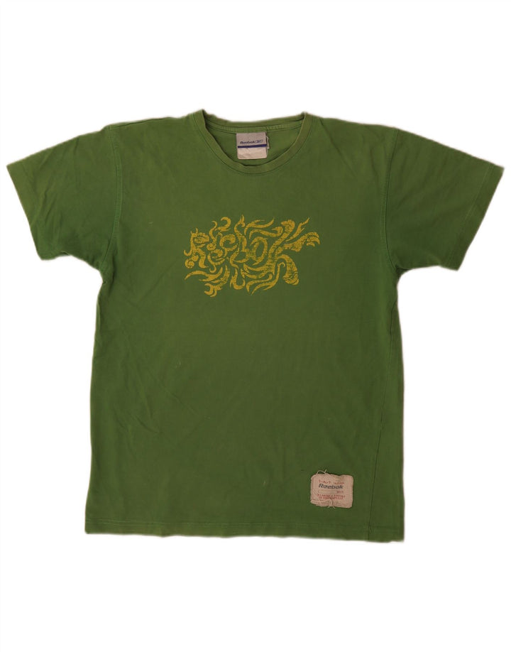 Reebok Mens Graphic T-Shirt Top Small Green Cotton