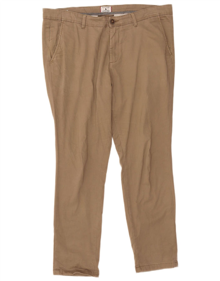 Jack & Jones Mens Slim Chino Trousers W36 L30 Beige Cotton