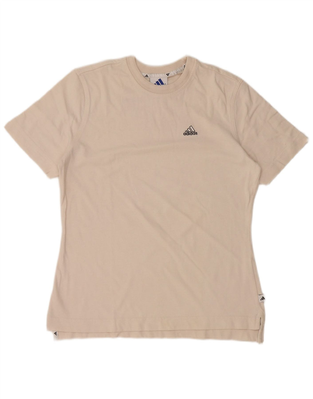 Adidas Womens T-Shirt Top UK 12 Medium Off White Cotton