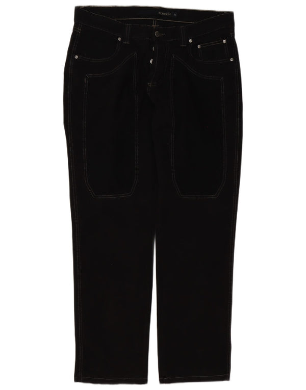 Jeckerson Mens Straight Jeans W36 L32 Black Cotton