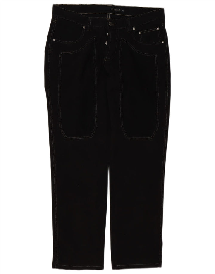 Jeckerson Mens Straight Jeans W36 L32 Black Cotton