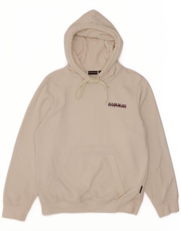 Napapijri Womens Graphic Hoodie Jumper Large White Cotton