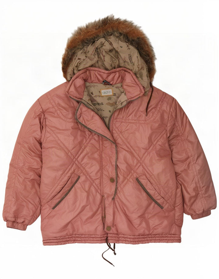 Skiss Womens Hooded Oversized Ski Jacket EU 44 XL Pink Polyester