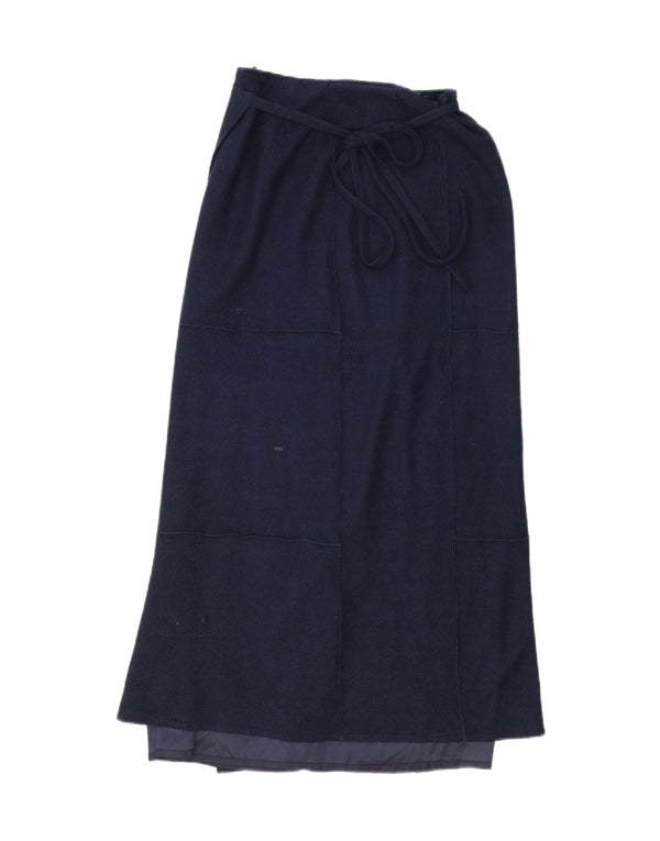 Les Copains Womens High Waist Wrap Skirt IT 44 Medium W28 Navy Blue Mohair