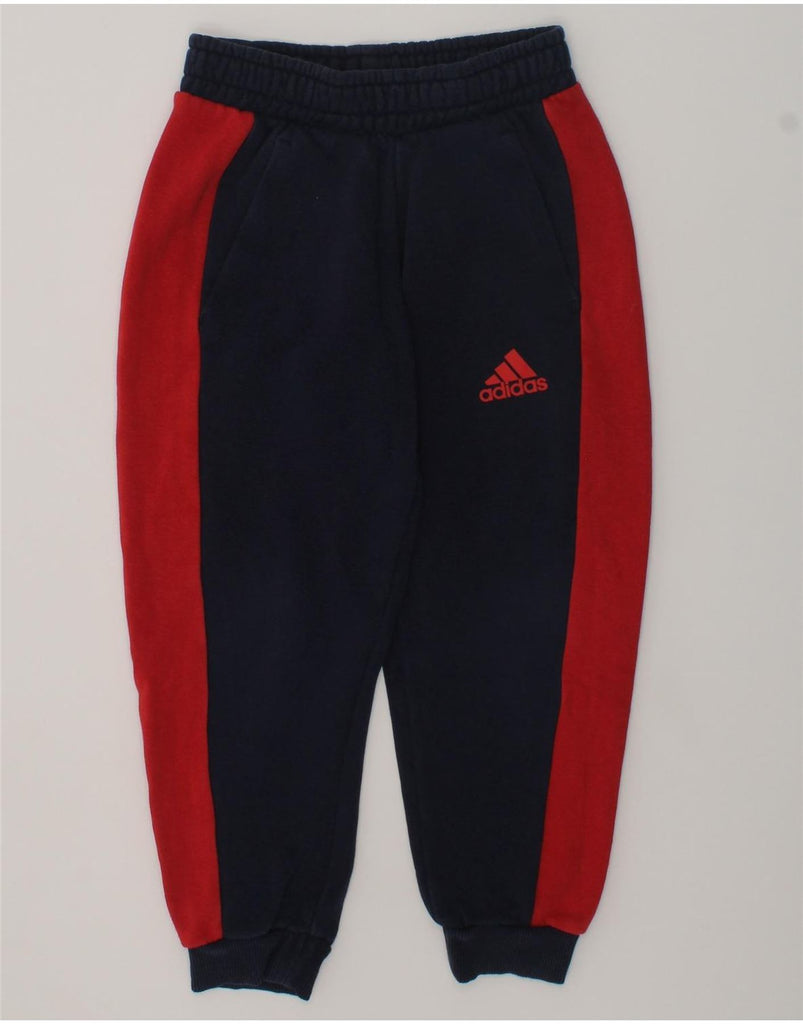 ADIDAS Boys Tracksuit Trousers Joggers 4-5 Years Navy Blue Colourblock | Vintage Adidas | Thrift | Second-Hand Adidas | Used Clothing | Messina Hembry 