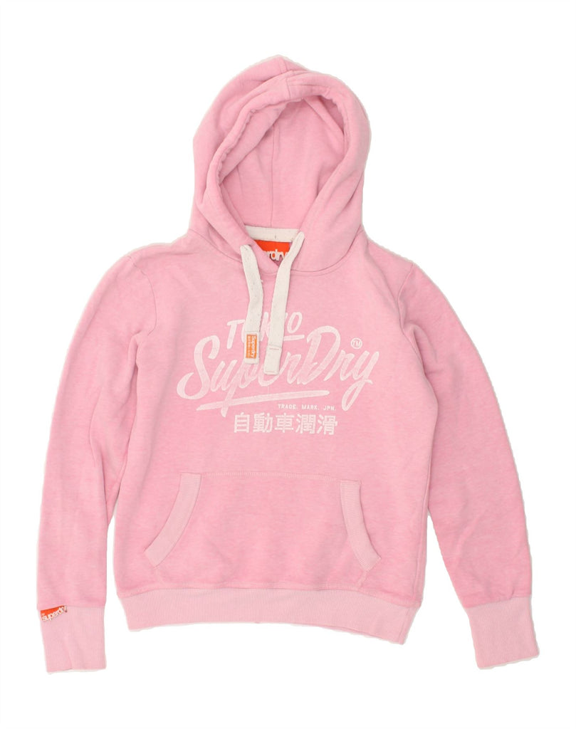 SUPERDRY Womens Graphic Hoodie Jumper UK 10 Small Pink Cotton | Vintage Superdry | Thrift | Second-Hand Superdry | Used Clothing | Messina Hembry 