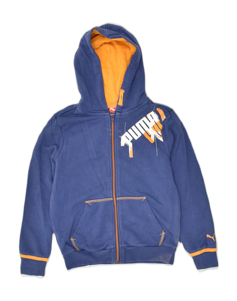 PUMA Boys Graphic Zip Hoodie Sweater  9-10 Years Blue Cotton | Vintage Puma | Thrift | Second-Hand Puma | Used Clothing | Messina Hembry 