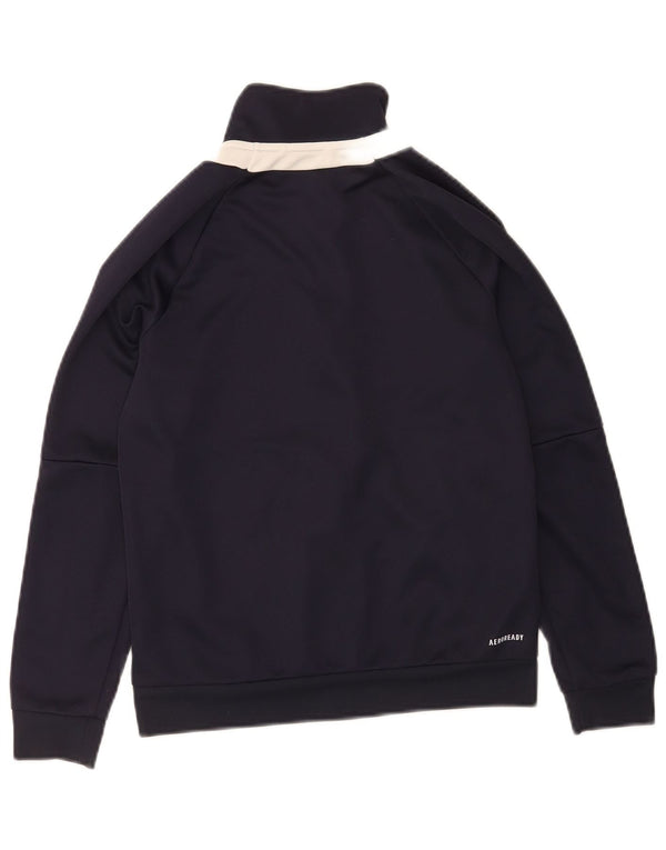 Adidas Boys Tracksuit Top Jacket 11-12 Years Navy Blue Polyester