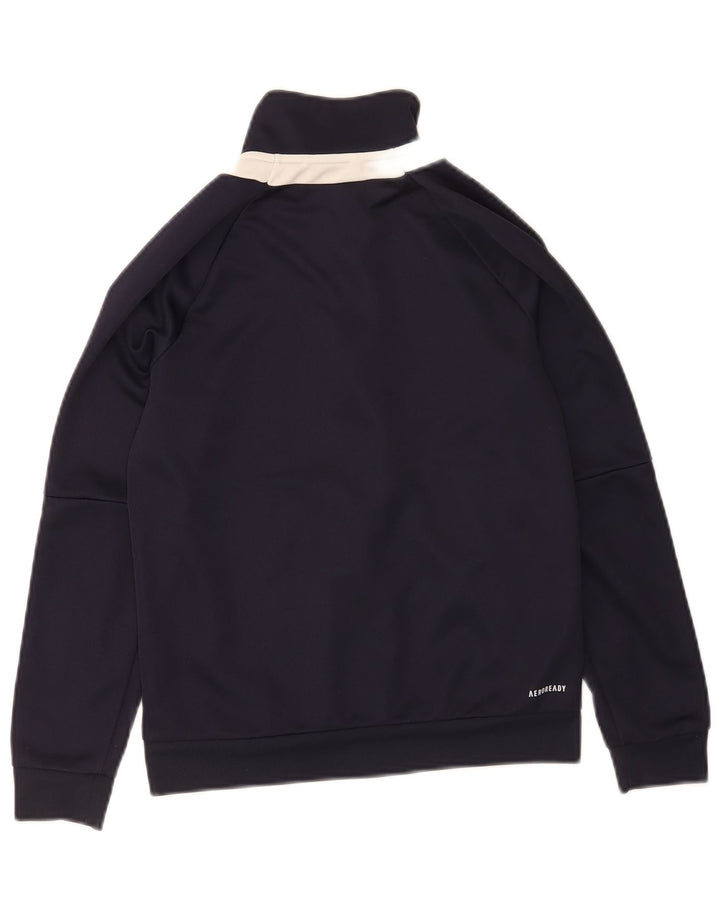 Adidas Boys Tracksuit Top Jacket 11-12 Years Navy Blue Polyester