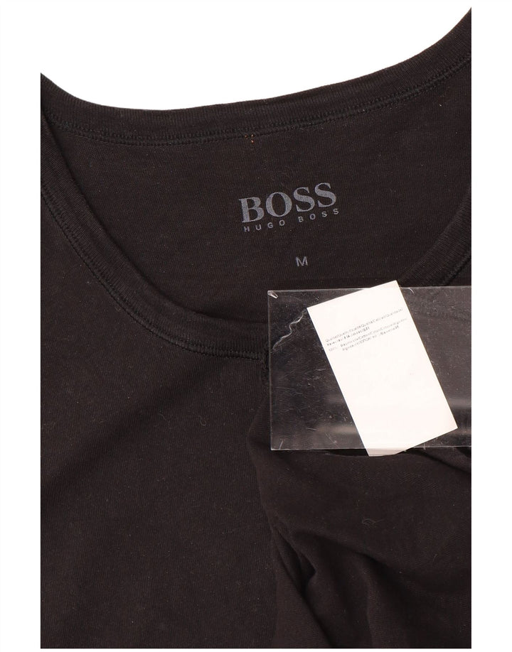HUGO BOSS Mens T-Shirt Top Medium Black Cotton