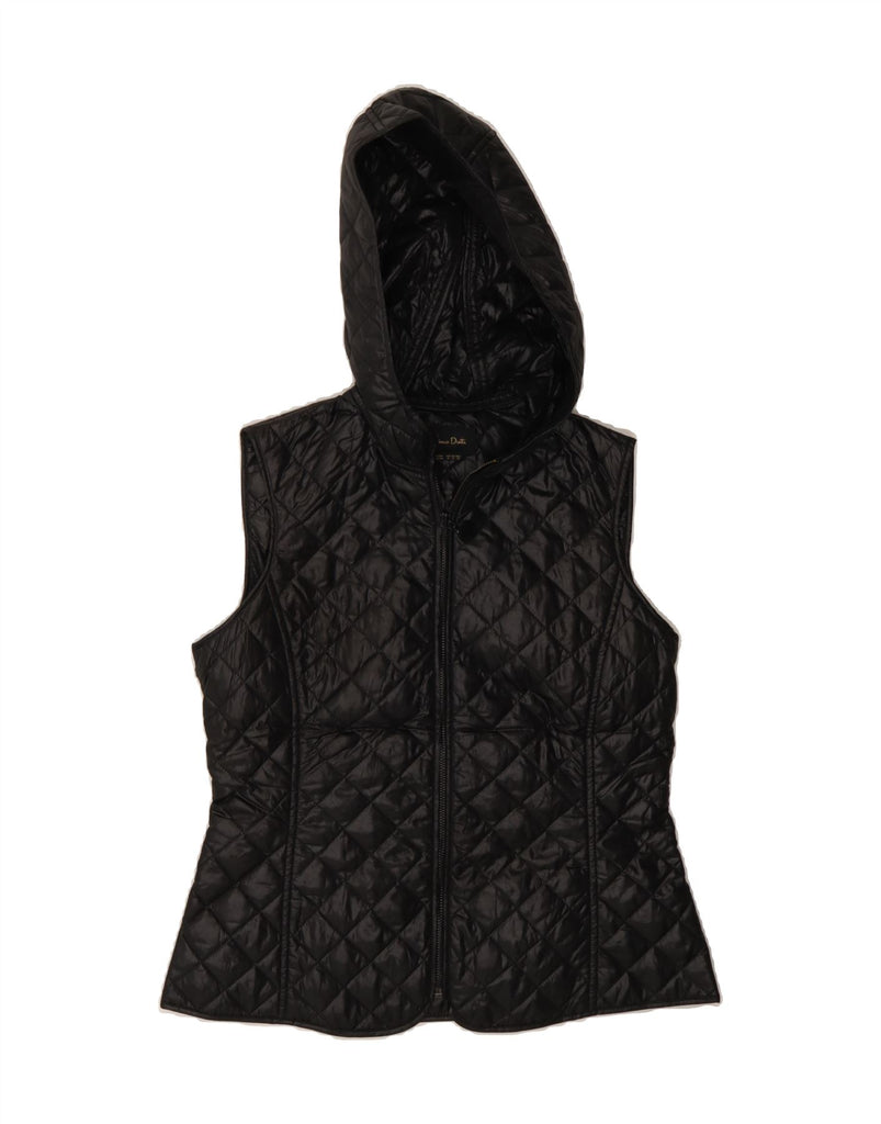 MASSIMO DUTTI Womens Hooded Quilted Gilet UK 12 Medium Black Vintage Massimo Dutti and Second-Hand Massimo Dutti from Messina Hembry 