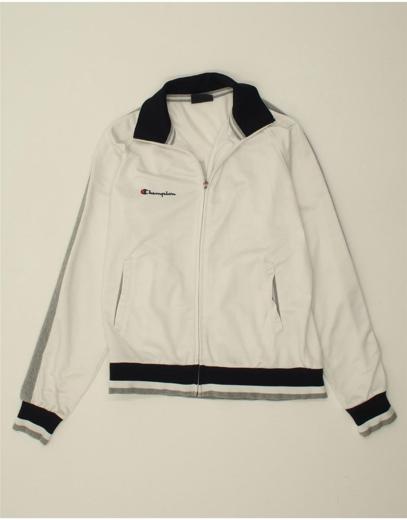 CHAMPION Womens Graphic Tracksuit Top Jacket UK 16 Large White Colourblock Vintage Champion and Second-Hand Champion from Messina Hembry 