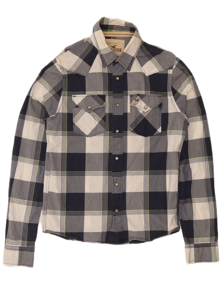 HOLLISTER Mens Shirt Medium Navy Blue Check Cotton