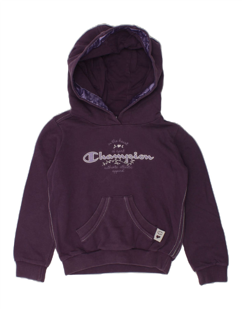 CHAMPION Girls Graphic Hoodie Jumper 3-4 Years 2XS  Purple Cotton | Vintage Champion | Thrift | Second-Hand Champion | Used Clothing | Messina Hembry 