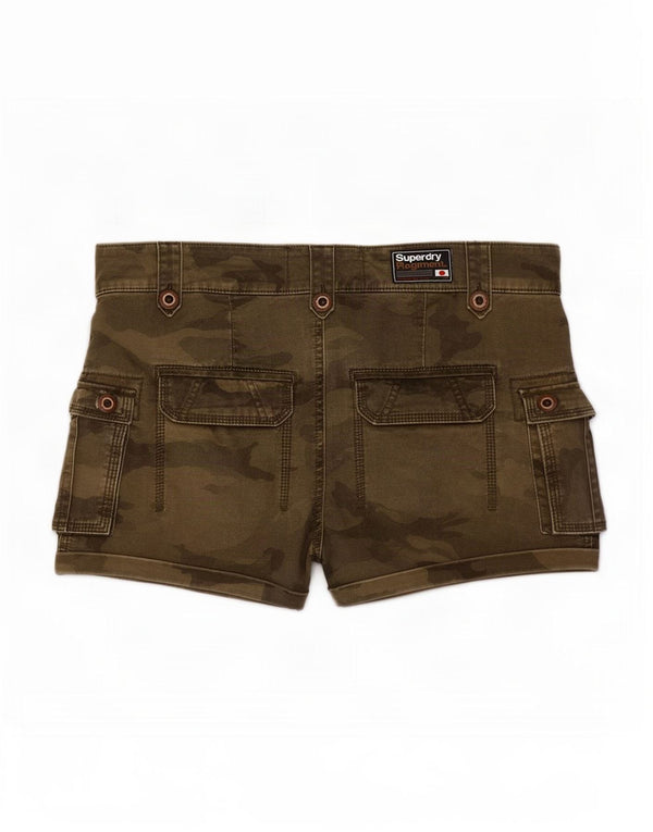 Superdry Womens Cargo Shorts Small W30 Green Camouflage Cotton