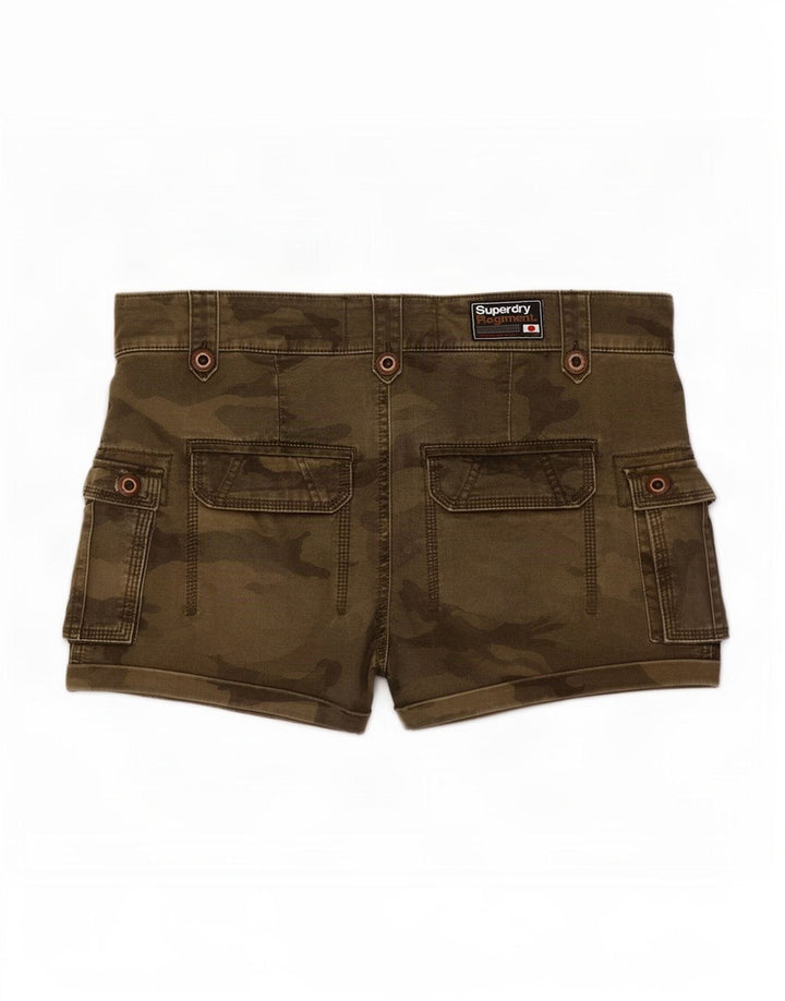 Superdry Womens Cargo Shorts Small W30 Green Camouflage Cotton
