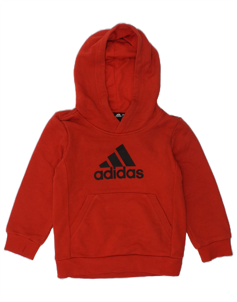 ADIDAS Boys Graphic Hoodie Jumper 4-5 Years Red Cotton | Vintage Adidas | Thrift | Second-Hand Adidas | Used Clothing | Messina Hembry 