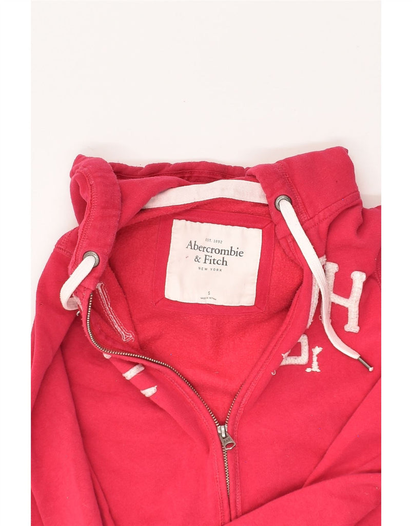 ABERCROMBIE & FITCH Womens Graphic Zip Hoodie Sweater UK 10 Small Pink | Vintage Abercrombie & Fitch | Thrift | Second-Hand Abercrombie & Fitch | Used Clothing | Messina Hembry 