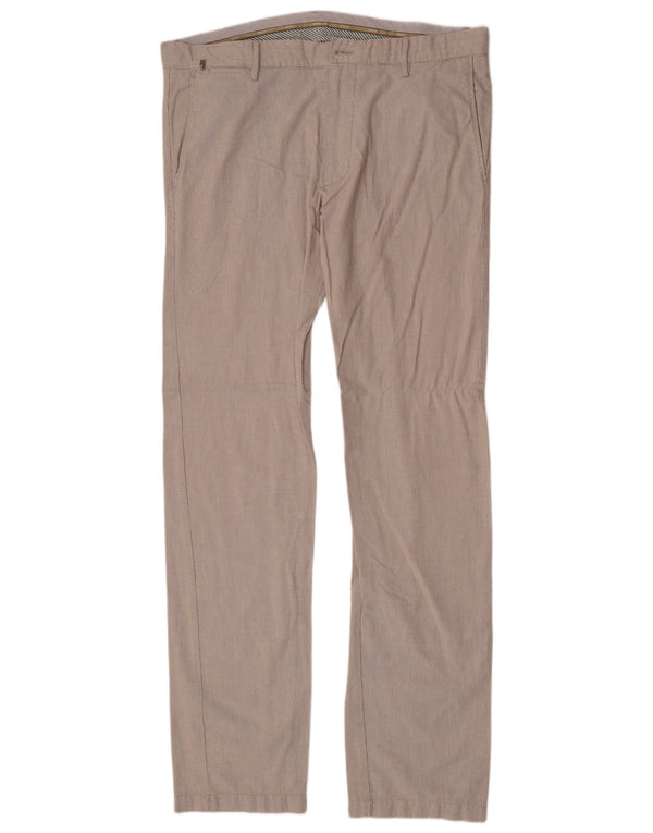 Marlboro Classics Mens Straight Chino Trousers W35 L38 Beige Pinstripe