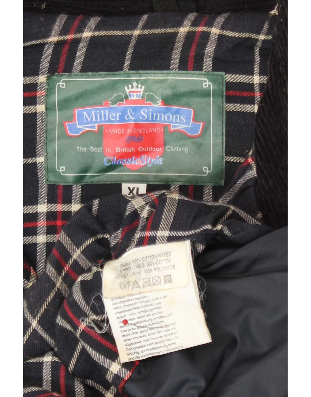 Miller & Simons Mens Waxed Cotton Jacket UK 42 XL Black