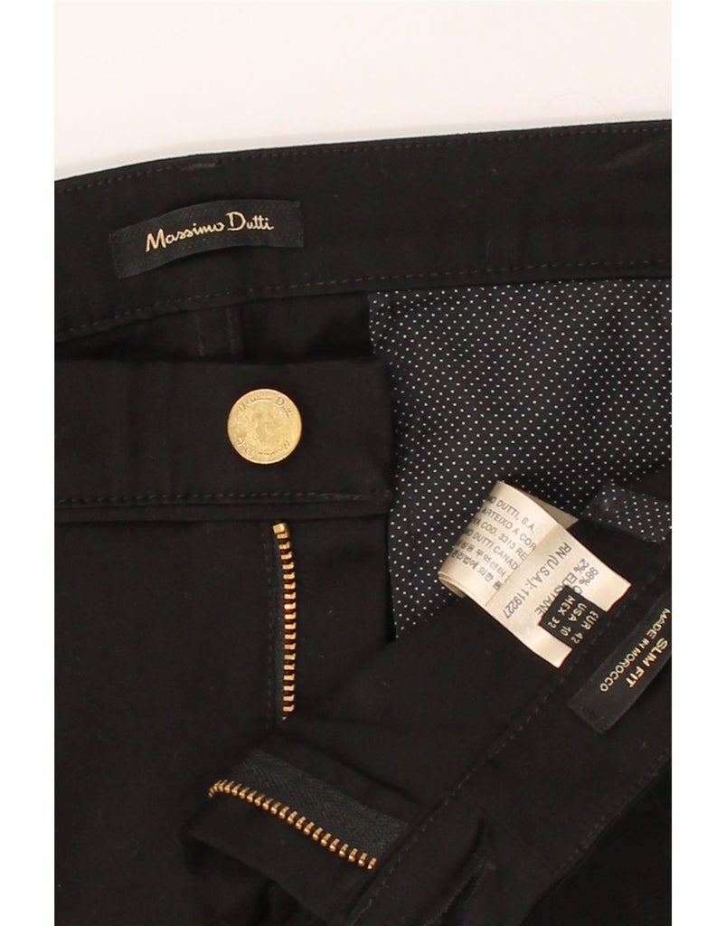 MASSIMO DUTTI Womens Slim Casual Trousers EU 42 Large W32 L30 Black Cotton Vintage Massimo Dutti and Second-Hand Massimo Dutti from Messina Hembry 