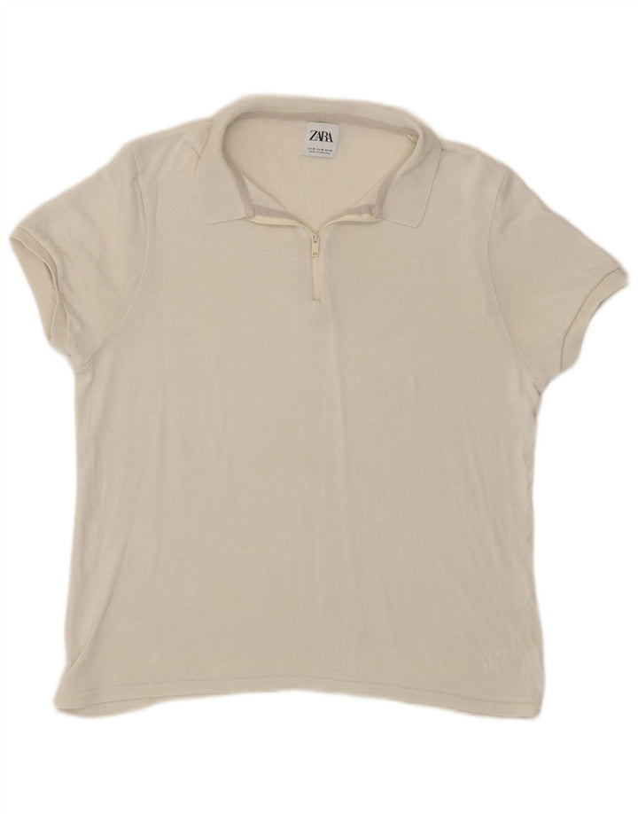 Zara Womens Polo Shirt UK 12 Medium Beige